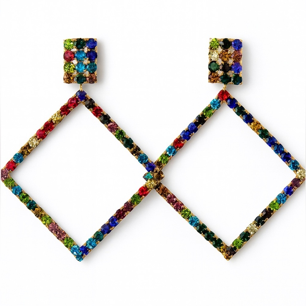Trendy Vibrant Square Drop Earrings